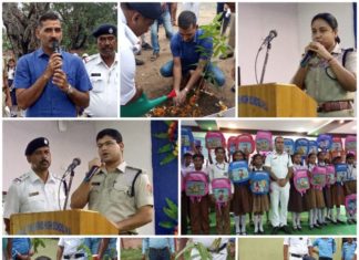 পুলিশের উদ্যোগে ছাত্রছাত্রীদের হাতে গাছের চারা বিতরণ